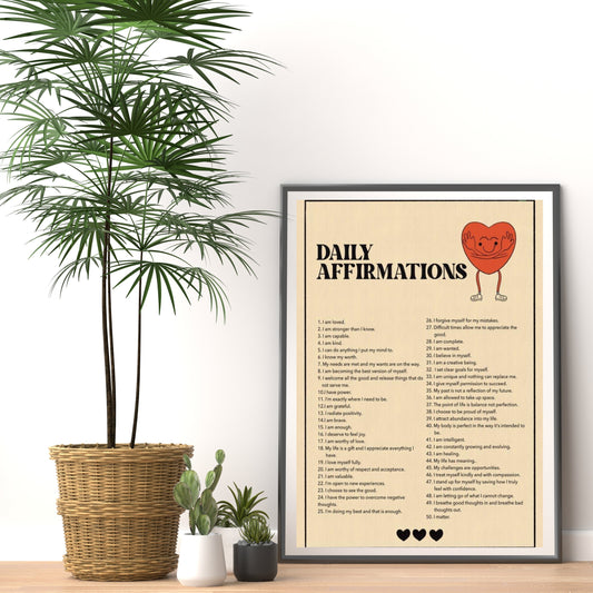 Daily Affirmation Wall Print (Black)| Digital Download