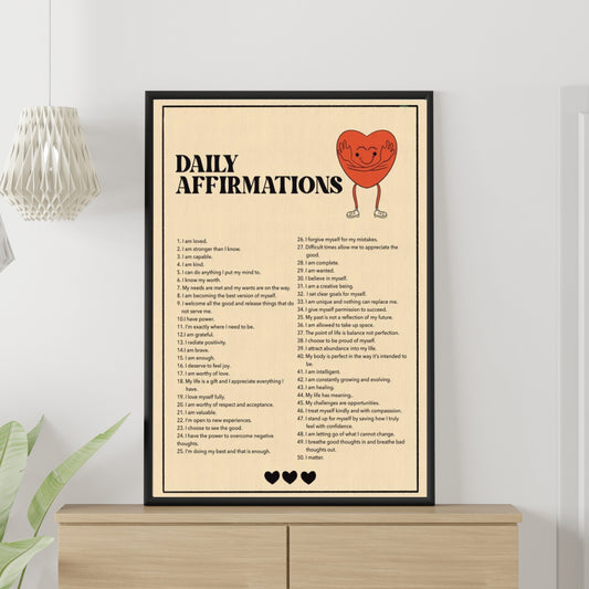 Daily Affirmation Wall Print (Black)| Digital Download