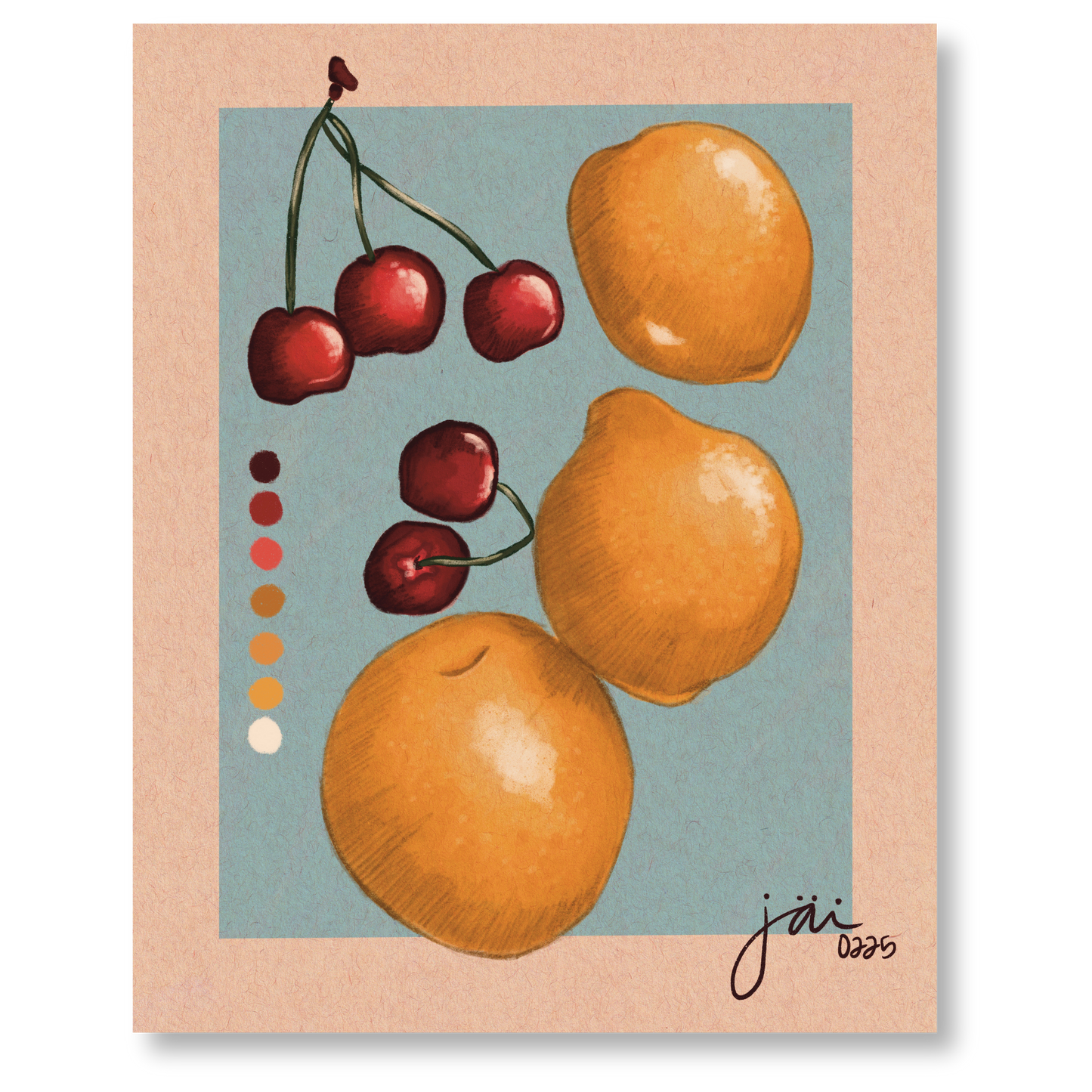 "Lemon & Cherry Fruit Study" Print