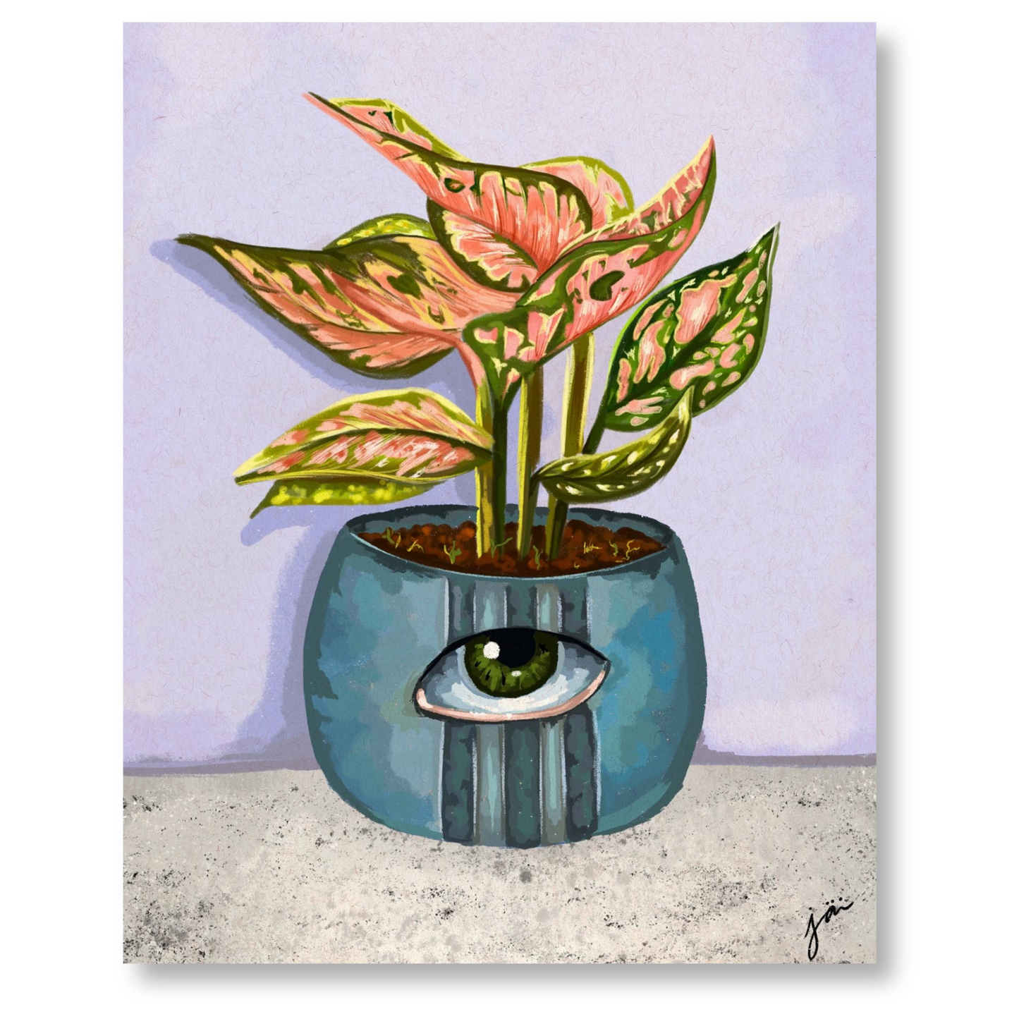"Pink Philodendron Plant" Print