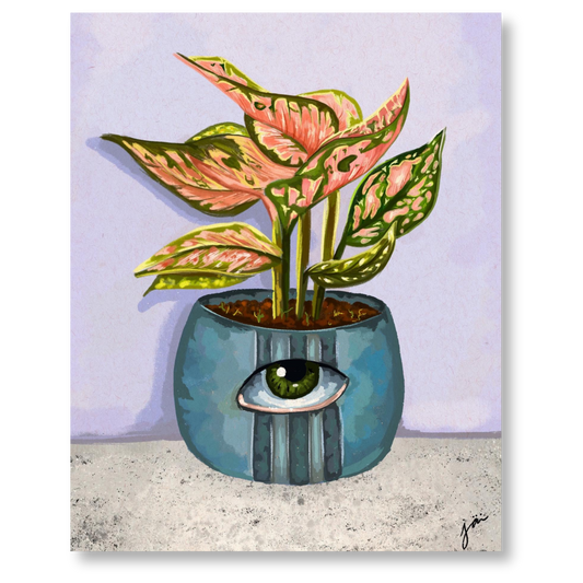 "Pink Philodendron Plant" Print