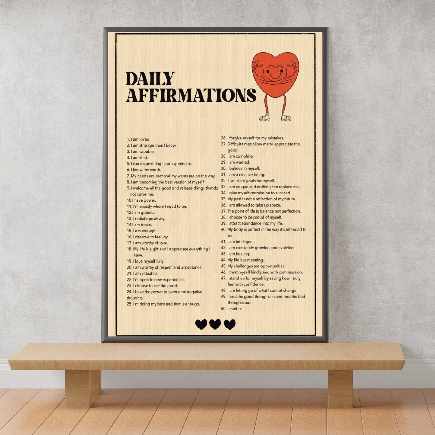 Daily Affirmation Wall Print (Black)| Digital Download